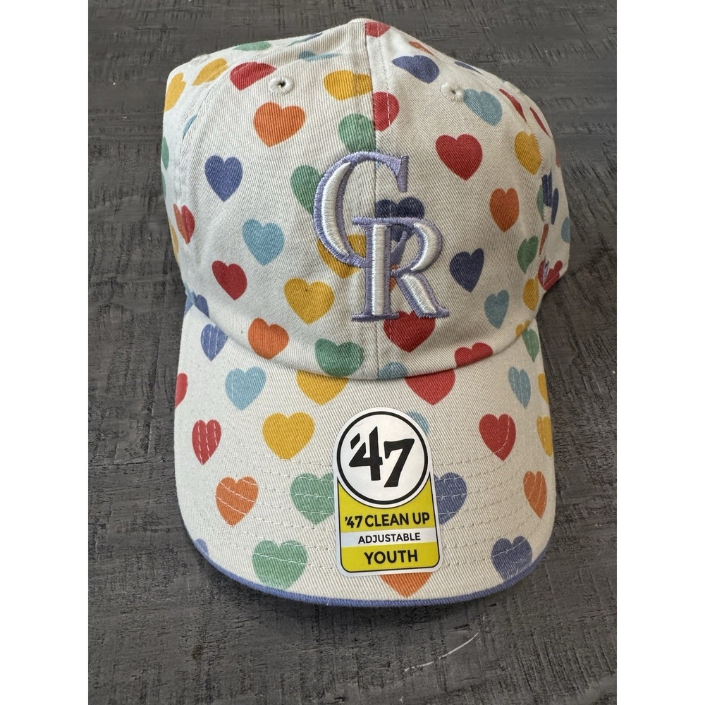 Girls Youth Colorado Rockies'47‎ Off White Delight Clean Up Adjustable Hat Heart